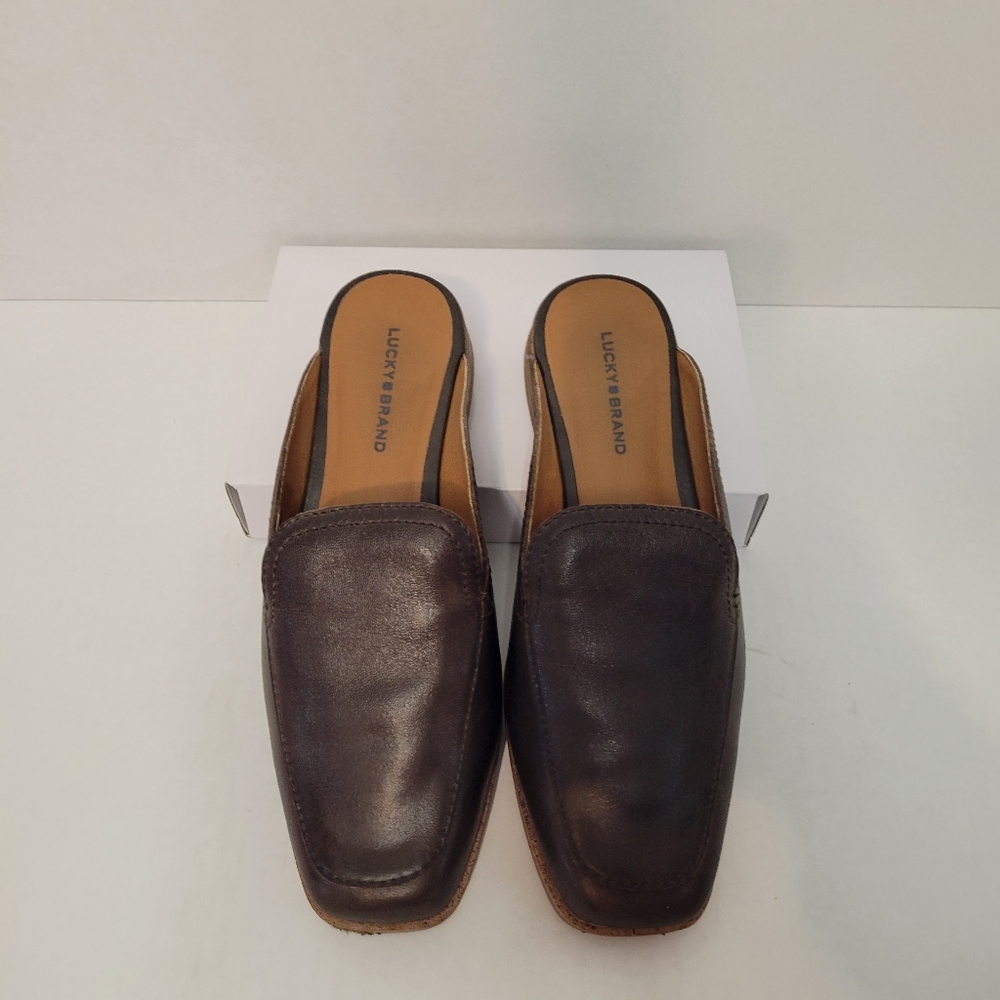 Lucky Brand brown leather slide on loafers women size 8M - Picture 1 of 10